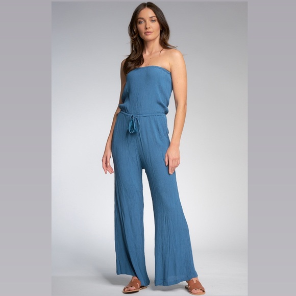 Elan Brielle Strapless Jumpsuit Dark Denim - Picture 11 of 11
